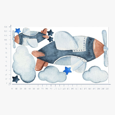 Wall sticker 130x222 Pastel planes on a watercolor background