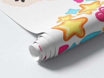 Wall sticker 130x181 Colorful charming unicorns with stars and moon