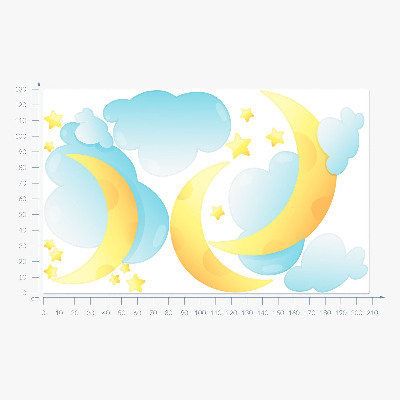Wall sticker 130x208 Night sky with subtle moon and stars