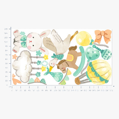 Wall sticker 130x232 Adorable pastel toys in a watercolor style