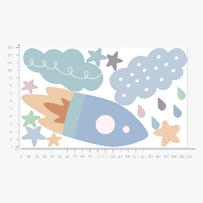Wall sticker 130x217 Space pastel dreams with stars and clouds