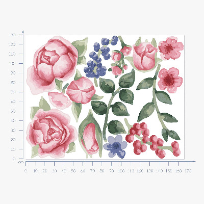 Wall sticker 130x166 Floral watercolors with peonies in pastel tones