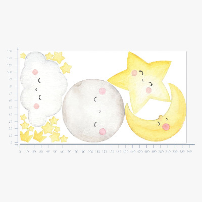 Wall sticker 130x236 Night clouds with stars in pastels
