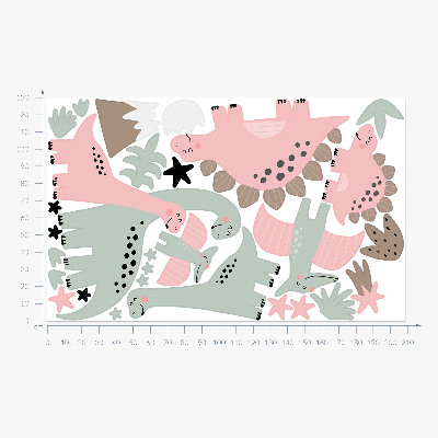 Wall sticker 130x208 Dinosaurs in a pastel jungle