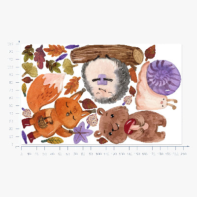 Wall sticker 130x208 Forest creatures in autumn watercolor shades