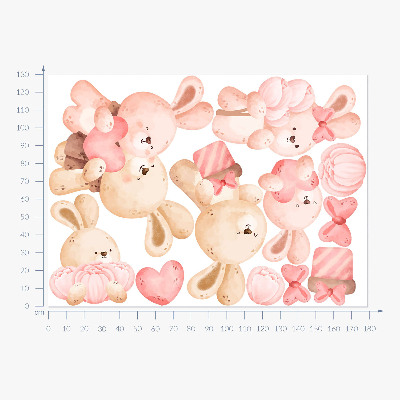 Wall sticker 130x179 Adorable bunnies in a pastel family