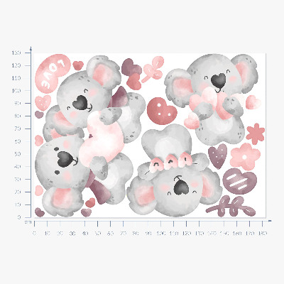 Wall sticker 130x183 Pastel cute koalas in watercolor style