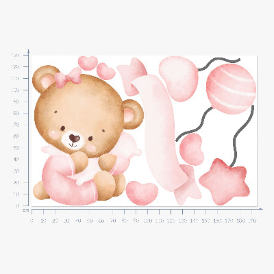 Wall sticker 130x194 A cute teddy bear in a delicate watercolor style