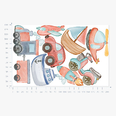 Wall sticker 130x204 Transport watercolors in pastel shades