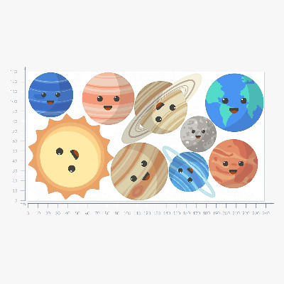 Wall sticker 130x238 Lovely planets in cosmic dance