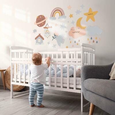 Wall sticker 130x215 Boho in pastel shades of sky and space