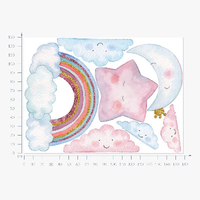 Wall sticker 130x178 Pastel magical sky in watercolor style