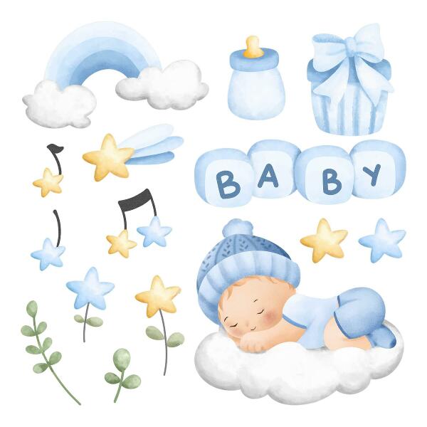 Wall sticker 130x209 Pastel watercolor decorations for a boy