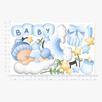 Wall sticker 130x209 Pastel watercolor decorations for a boy