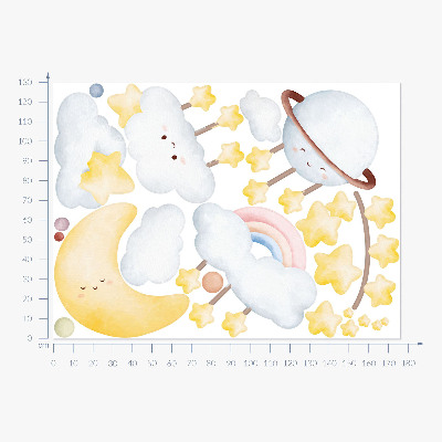 Wall sticker 130x176 Sky and space in boho pastels