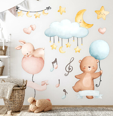 Wall sticker 130x193 Balloon animals in a pastel sky