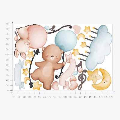 Wall sticker 130x193 Balloon animals in a pastel sky