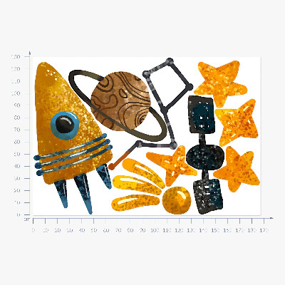Wall sticker 130x187 Rocket illustrations of planets and stars in space