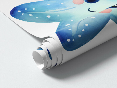 Wall sticker 130x138 Blue starfish in watercolor style