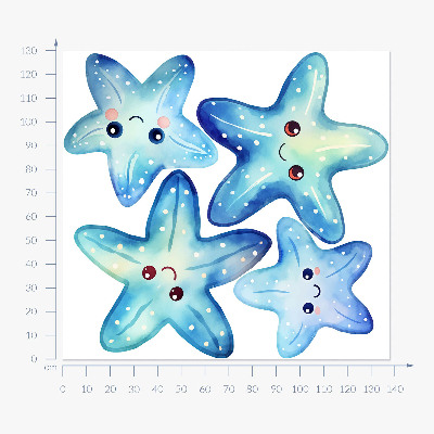 Wall sticker 130x138 Blue starfish in watercolor style