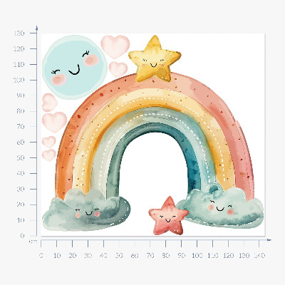 Wall sticker 130x143 Pastel rainbow with stars in nature