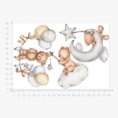 Wall sticker 130x190 Pastel teddy bears and balloons in a watercolor style