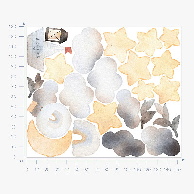 Wall sticker 130x154 Pastel watercolor heavenly nature motifs