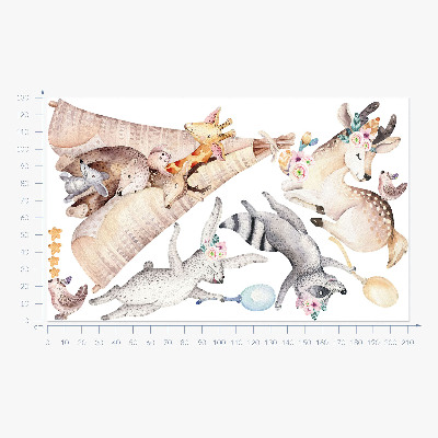 Wall sticker 130x211 Pastel forest animals in a watercolor style