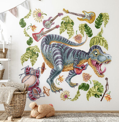 Wall sticker 130x193 Musical dinosaurs in pastel colors