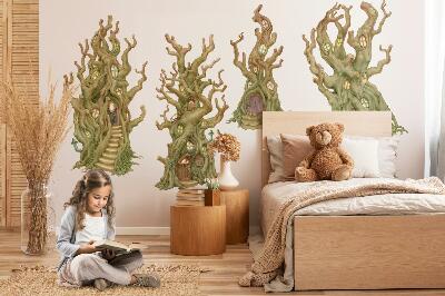 Wall sticker 130x365 Charming forest tree houses in a pastel style