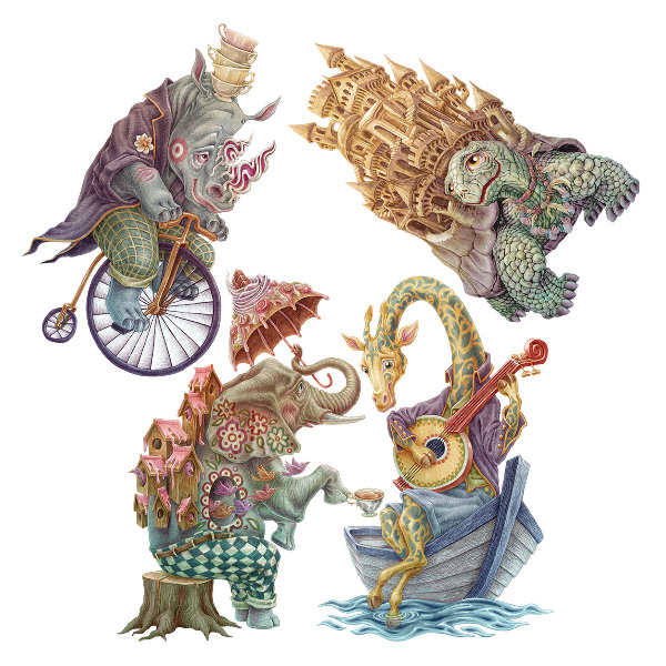Wall sticker 130x171 Pastel drawings of magical animals