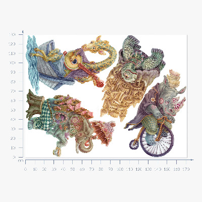 Wall sticker 130x171 Pastel drawings of magical animals