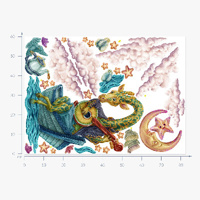 Wall sticker 60x82 Animal kingdom in a cartoon version
