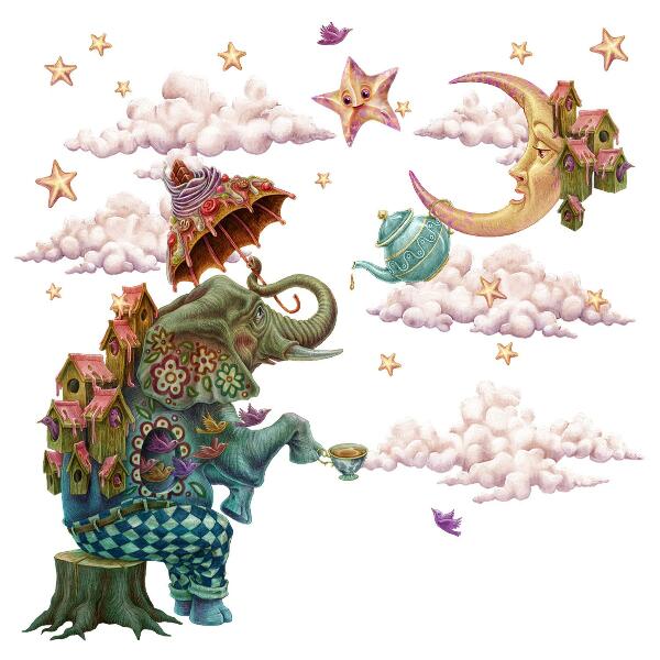 Wall sticker 60x79 Animals in cartoon fairy style
