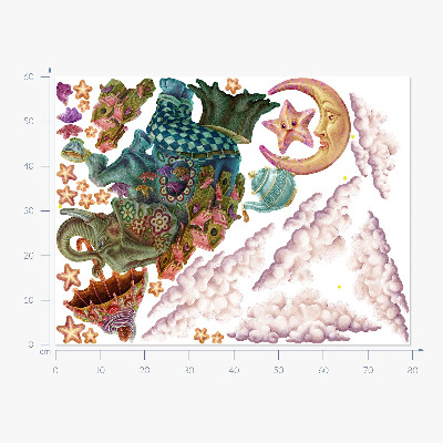 Wall sticker 60x79 Animals in cartoon fairy style