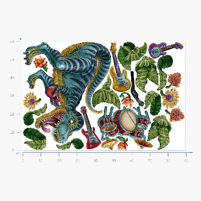 Wall sticker 60x89 Musical cartoon dinosaur with instruments