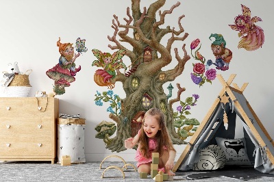 Wall sticker 60x79 Forest fairy creatures and a tree house