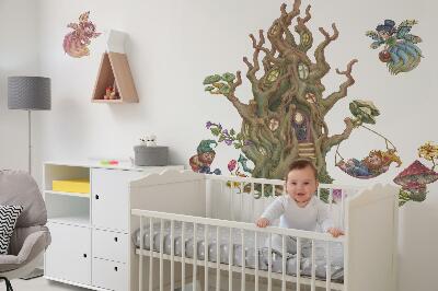Wall sticker 60x80 Forest creatures fairies gnomes and a tree house
