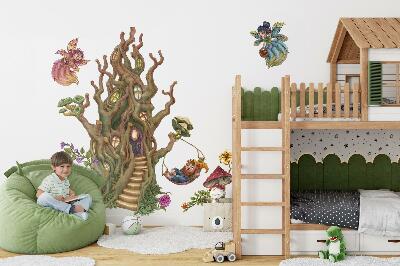 Wall sticker 60x80 Forest creatures fairies gnomes and a tree house