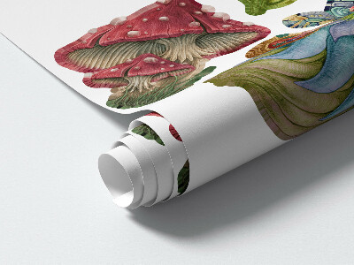 Wall sticker 60x80 Forest creatures fairies gnomes and a tree house