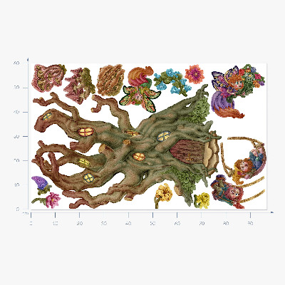 Wall sticker 60x96 Forest magical creatures and a tree house