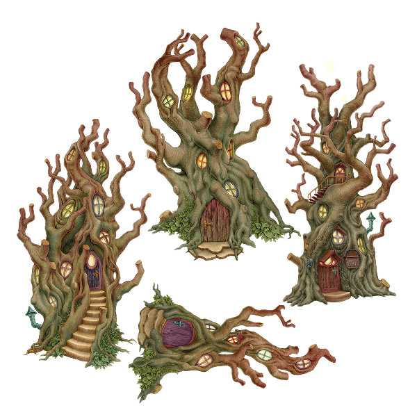 Wall sticker 60x108 Forest fairy-tale houses in trees in a cartoon style
