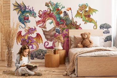 Wall sticker 60x80 A cartoon family of dragons