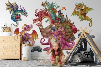 Wall sticker 60x80 A cartoon family of dragons