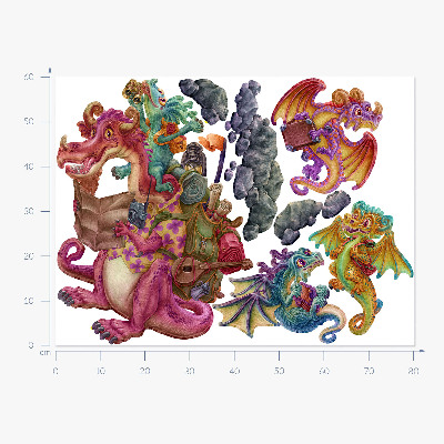 Wall sticker 60x80 A cartoon family of dragons