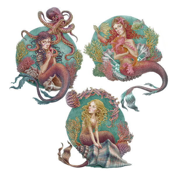 Wall sticker 60x79 The underwater kingdom of little mermaids