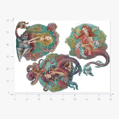 Wall sticker 60x79 The underwater kingdom of little mermaids