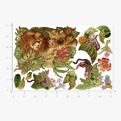 Wall sticker 60x92 Safari exotic animals in pastel jungle