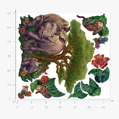 Wall sticker 60x65 Wild animals and safari vegetation in drawings