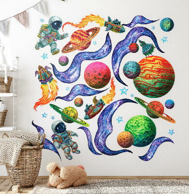 Wall sticker 60x93 Rocket space travel with astronauts and planets